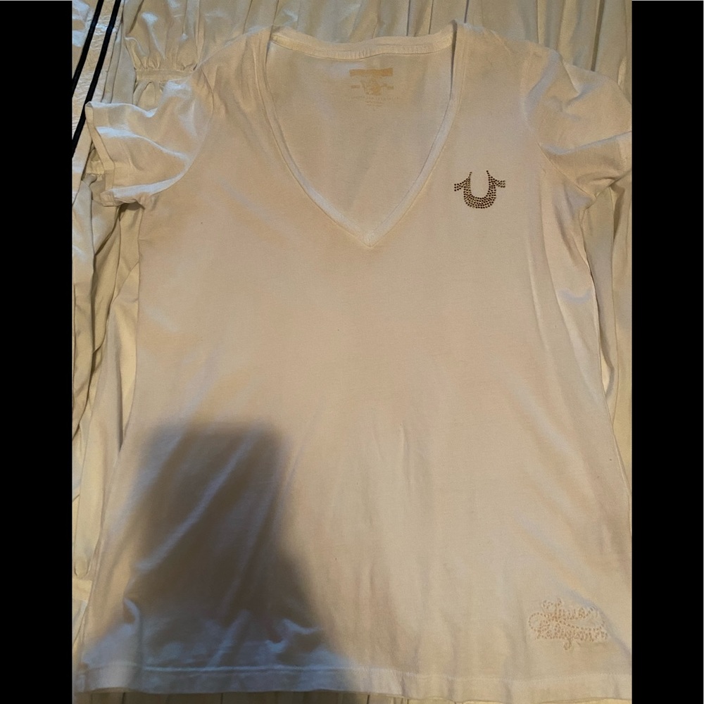 True Religion white vneck tee